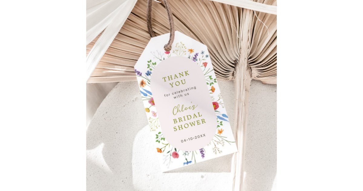 Colorful Wildflower Garden Bridal Shower Thank You Gift Tags | Zazzle
