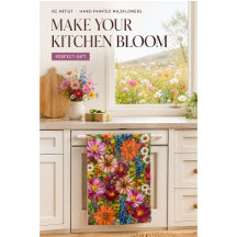 Colorful Wildflower Garden Floral Kitchen Towel
