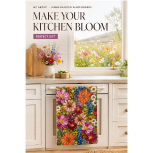 Colorful Wildflower Garden Floral Kitchen Towel