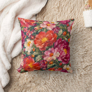 Colorful Wildflower Garden Floral Throw Pillow