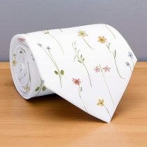 Colorful Wildflower Garden Flowers Spring Meadow Neck Tie