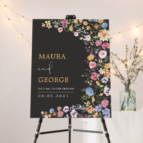 Colorful Wildflower Garden Flowers Wedding Welcome Foam Board