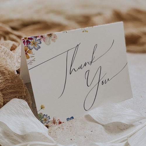 Colorful Wildflower  Garden Folded Thank You Card