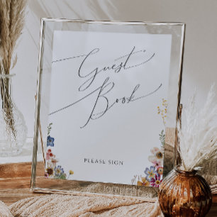 Colorful Wildflower   Garden Guest Book Sign
