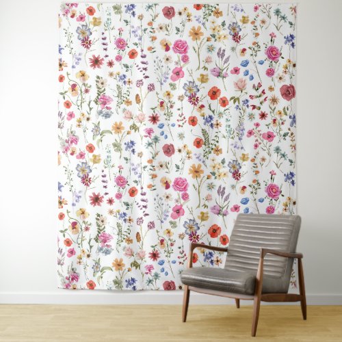Colorful Wildflower Garden Living Room Office Tapestry