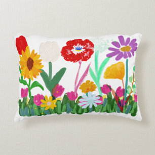 Colorful Wildflower Garden on shoulder Accent Pillow