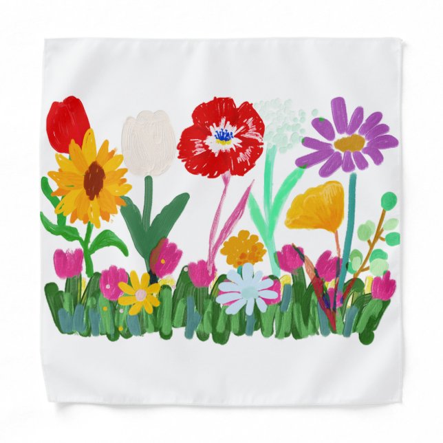 Colorful Wildflower Garden on shoulder Bandana (Front)