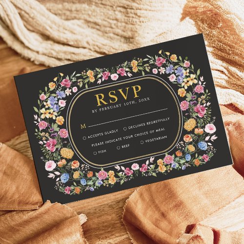 Colorful Wildflower Garden Party Wedding RSVP Card