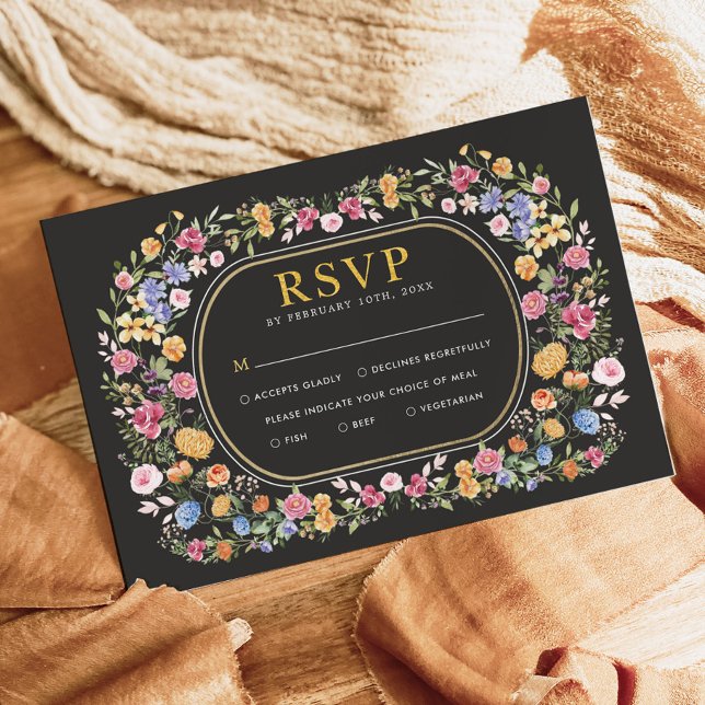 Colorful Wildflower Garden Party Wedding RSVP Card (Creator Uploaded)
