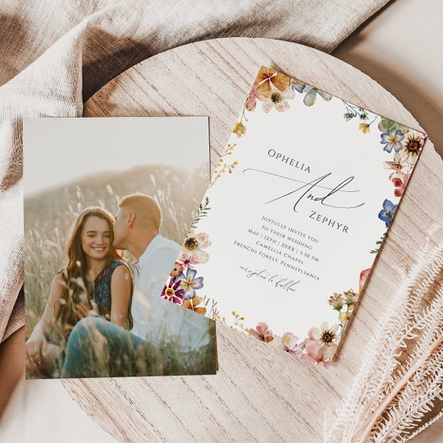 Colorful Wildflower Garden | Photo Casual Wedding Invitation (Creator Uploaded)