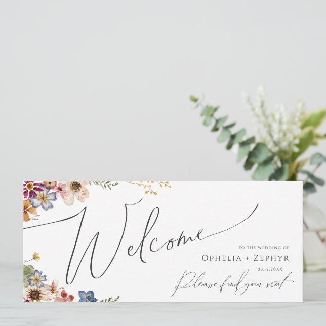 Colorful Wildflower | Garden Seating Chart Header (Standing Front)