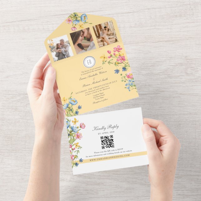 Colorful Wildflower Garden Wedding All In One Invitation (Tearaway)