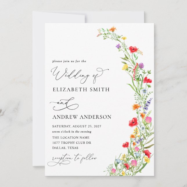 Colorful Wildflower Garden Wedding Invitation (Front)
