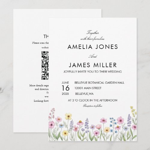 Colorful Wildflower Garden Wedding Invitation