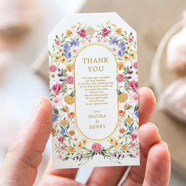 Colorful Wildflower Garden Wedding Party Favors Gift Tags
