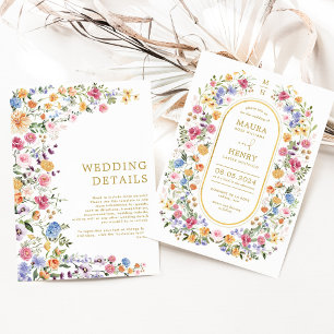 Colorful Wildflower Garden Wedding Party Invitation
