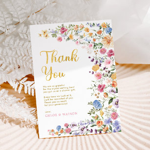 Colorful Wildflower Garden Wedding Party Thank You Card