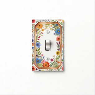 Colorful Wildflower Garden White Light Switch Cover