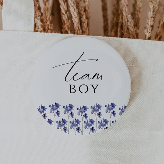 Colorful Wildflower Gender Reveal Team Boy Button (Creator Uploaded)
