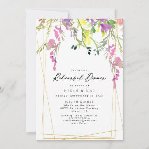 Colorful Wildflower Geometric Rehearsal Invitation
