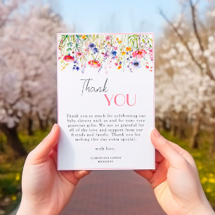 Colorful Wildflower Girl Baby Shower Thank You Card