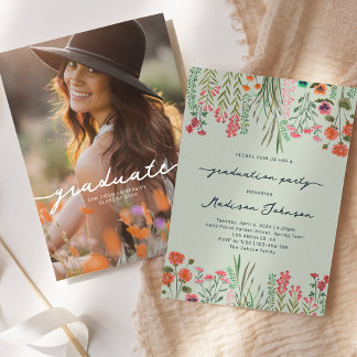 Colorful Wildflower Graduation Party Invitation