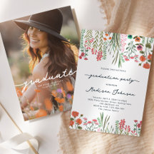 Colorful Wildflower Graduation Party Invitation