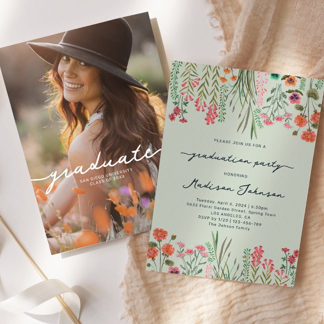 Colorful Wildflower Graduation Party Invitation (Colorful Wildflower Graduation Party Invitation)