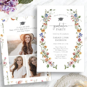Colorful Wildflower Graduation Party Invitation