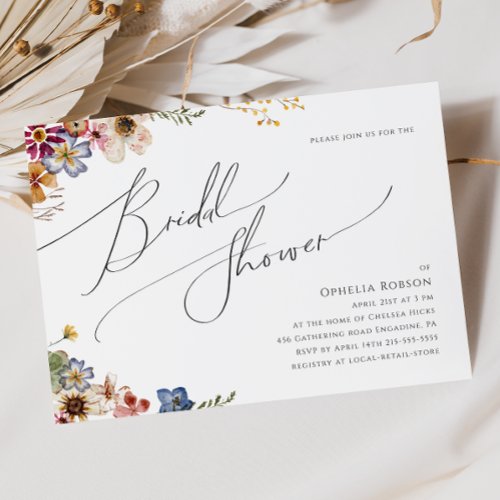 Colorful Wildflower  Horizontal Bridal Shower Invitation