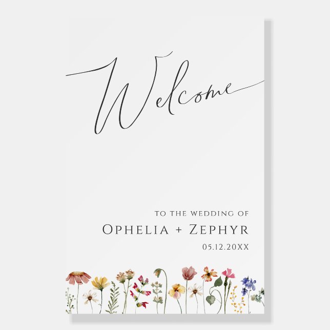 Colorful Wildflower | Horizontal Wedding Welcome Foam Board (Front)