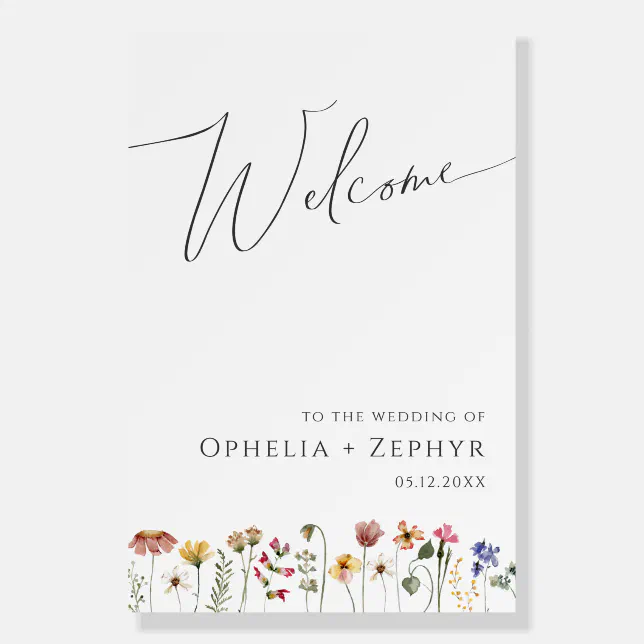 Colorful Wildflower | Horizontal Wedding Welcome Foam Board | Zazzle