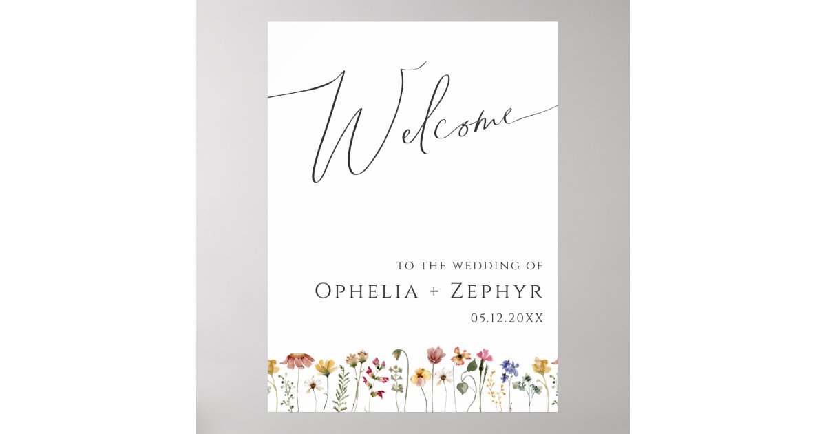 Colorful Wildflower | Horizontal Wedding Welcome Poster | Zazzle