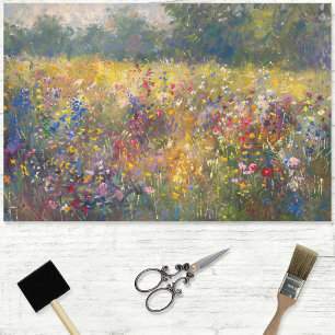 Colorful Wildflower Impressionist Decoupage Tissue Paper