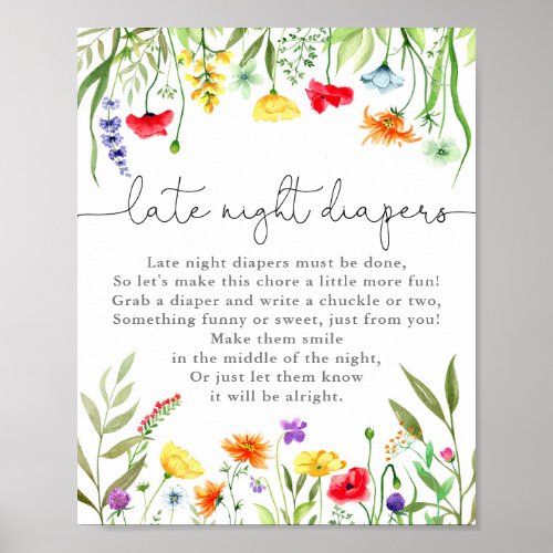 Colorful Wildflower late night diapers sign