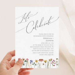 Colorful Wildflower   Let's Celebrate Invitation