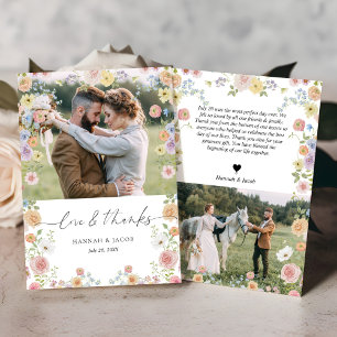 Colorful Wildflower Love and Thanks Wedding Thank You Card