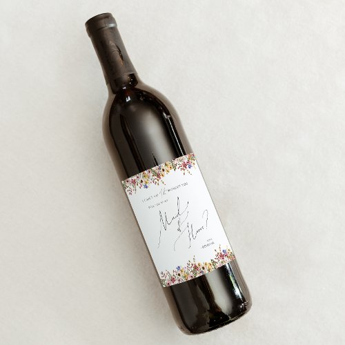 Colorful Wildflower  Maid Of Honor Proposal Wine Label