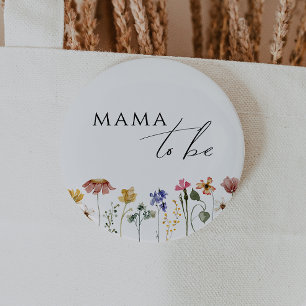 Colorful Wildflower Mama To Be Button