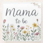 Colorful Wildflower Mama To Be Floral Baby Shower Glass Coaster<br><div class="desc">A beautiful and versatile watercolor wildflower design with bright boho floral elements. Perfect for a wide range of customizable products such as t-shirts, tote bags, mugs, pillows, and more. This cheerful botanical artwork adds a soft natural touch, making it ideal for gifts, everyday use, and stylish home or fashion accessories....</div>