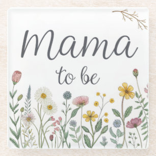 Colorful Wildflower Mama To Be Floral Baby Shower  Glass Coaster