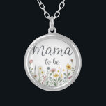 Colorful Wildflower Mama To Be Floral Baby Shower Silver Plated Necklace<br><div class="desc">A beautiful and versatile watercolor wildflower design with bright boho floral elements. Perfect for a wide range of customizable products such as t-shirts, tote bags, mugs, pillows, and more. This cheerful botanical artwork adds a soft natural touch, making it ideal for gifts, everyday use, and stylish home or fashion accessories....</div>