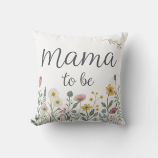 Colorful Wildflower Mama To Be Floral Baby Shower  Throw Pillow