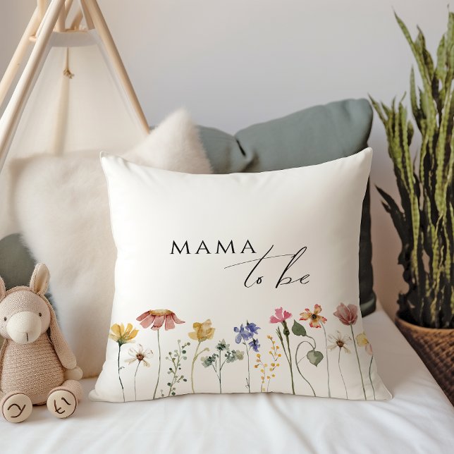 Colorful Wildflower Mama To Be Throw Pillow (Creator Uploaded)