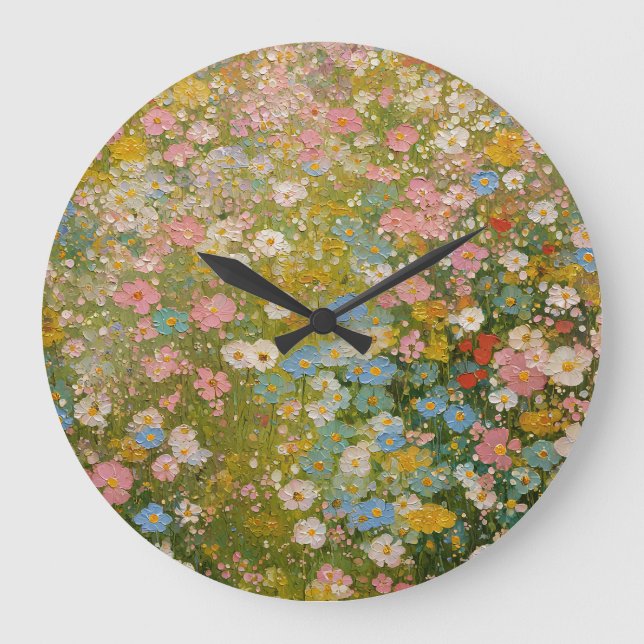 Colorful Wildflower Meadow 2 Large Clock (Front)