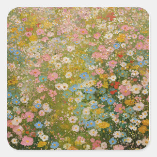 Colorful Wildflower Meadow 2 Square Sticker
