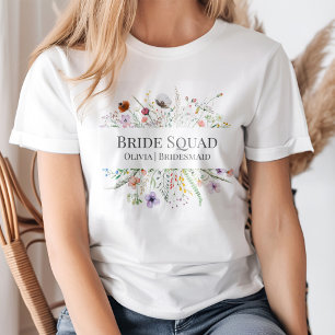 Colorful Wildflower Meadow Bride Squad T-shirt