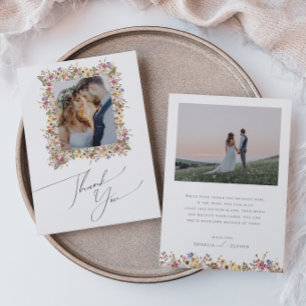 Colorful Wildflower Meadow Flat Photo Thank You Card