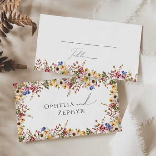 Colorful Wildflower  Meadow Flat Wedding Place Card