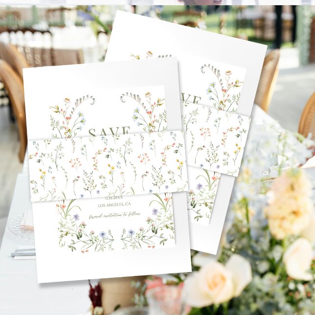 Colorful Wildflower Meadow Flower Wedding Invitation Belly Band (Creator Uploaded)